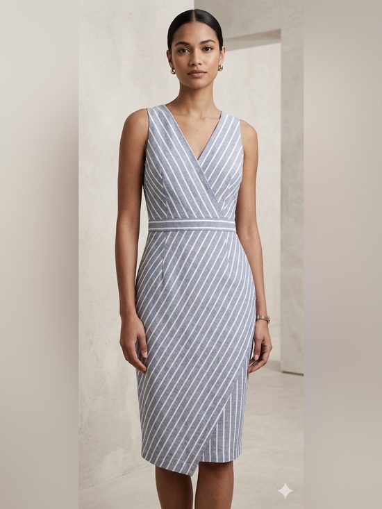 Banana Republic Dresses & Skirts - BANANA REPUBLIC Pinstriped Dress Blue & White Petites 10 nwt garden party boho